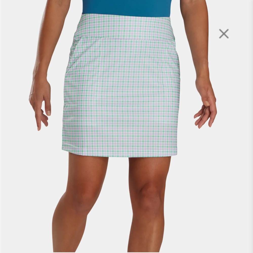 FootJoy Women's Mini Skirt in Green and Pink Plaid